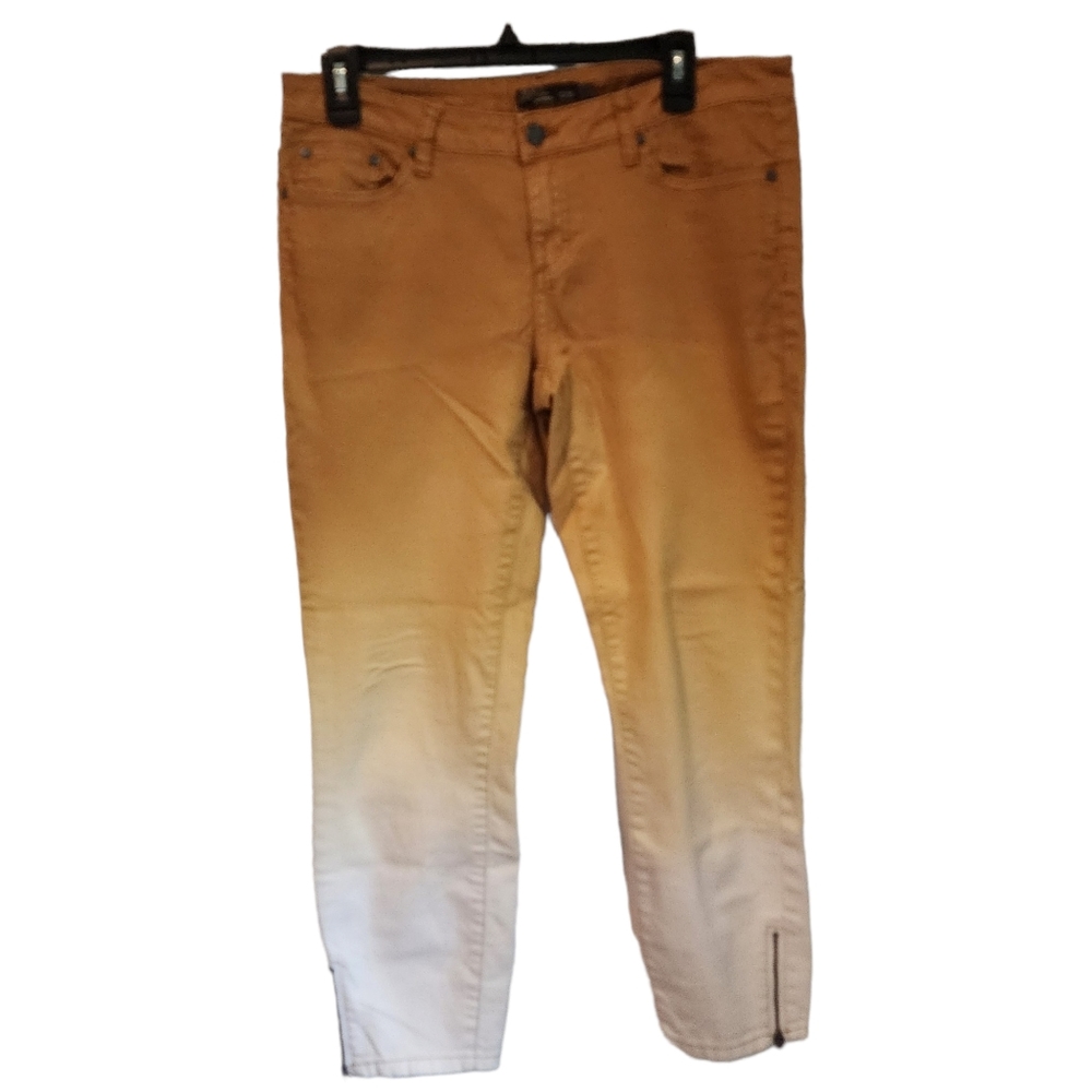 Prana Gold Mustard Ombre Ankle Zip Jett Capri Jeans - Picture 3 of 10